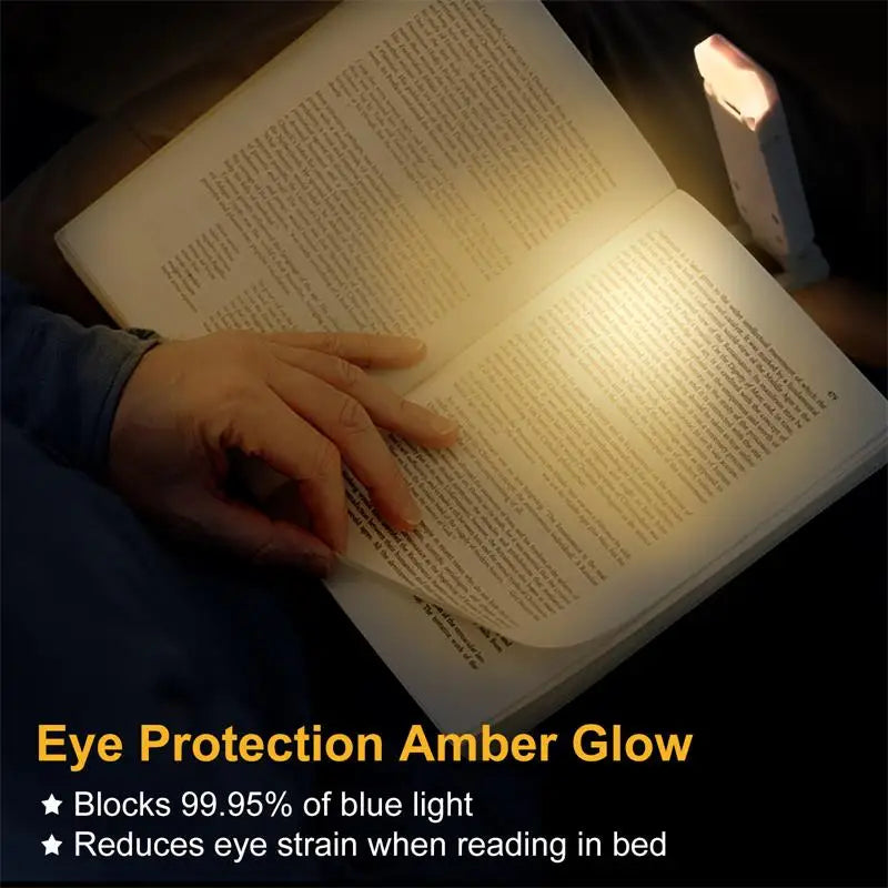 Luz de Leitura Recarregável LED USB para Livros, Luz Noturna com Proteção para os Olhos, Luz de Mesa Portátil com Clipe, Marcador de Livros, Luz de Leitura, Lâmpada Noturna