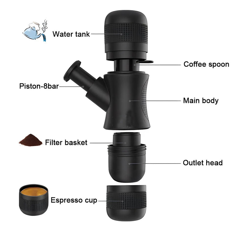 Máquina de Café Espresso Portátil - Mais Praticidade no Seu Dia a Dia! Ideal para Viagens e Trabalho